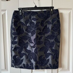 Ann Taylor Factory Blue and Gray Midi Skirt